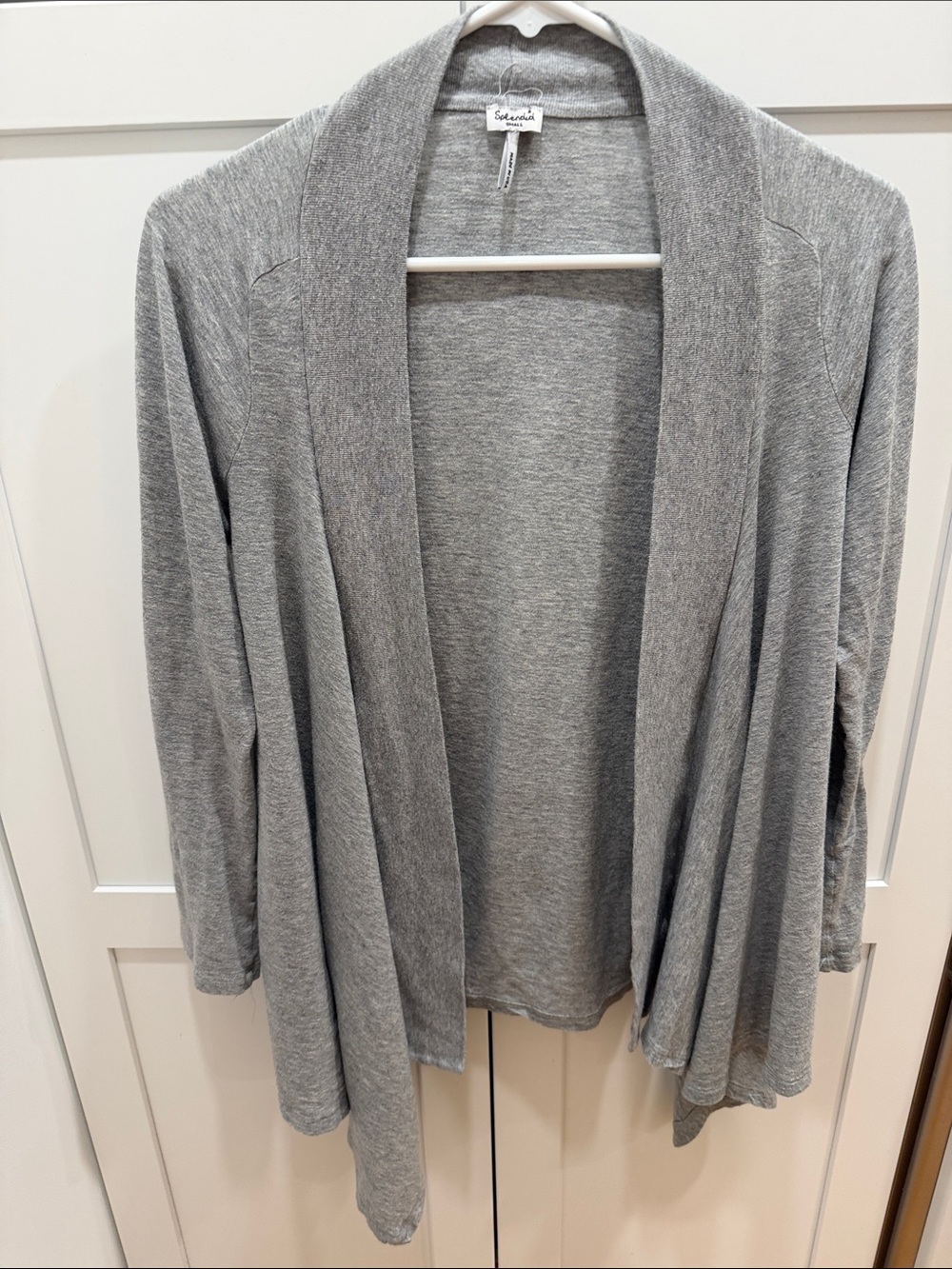 Splendid Light Gray Draped Shawl-Collar Cardigan